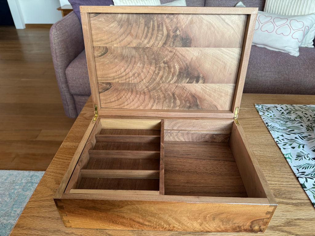 Wood Jewelry Box with Sliding Box